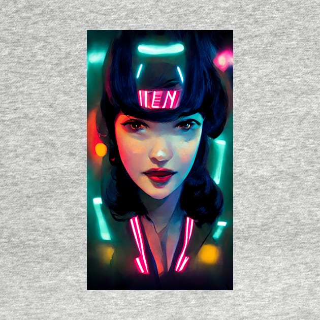 Cyber Neon lights pin up girl by StoneyPhenix